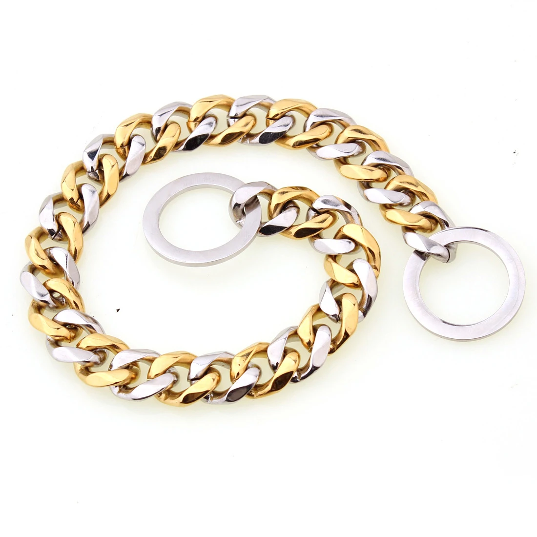 

Factory Drop Shipping 12mm/17mm Stainless Steel Dog Chains Luxury Dog Collar Pet Supplies For Pet Training Collar, Gold