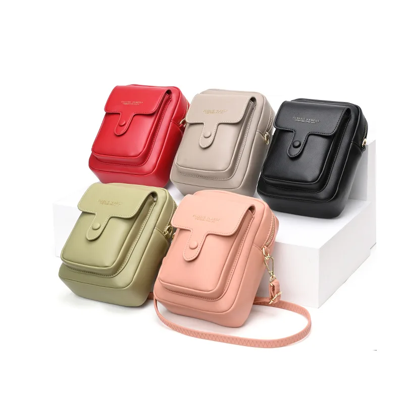 

Hot Selling phone Card Holder Zipper mini corssbody shoulder bag Pu leather Women Casual Wallets for Shopping Fashion money clip, Customized