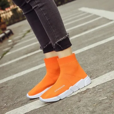 

Wholesaling Fashion Trendy Design Unisex Sock Breathable Sport Casual Women's Fashion Sneakers, Black/grey/orange