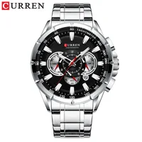 

Popular Top Brand CURREN 8363 Chronograph Luxury Watches Steel Band Quartz Male Clock Men Watches Quartz Movement Wristwatch