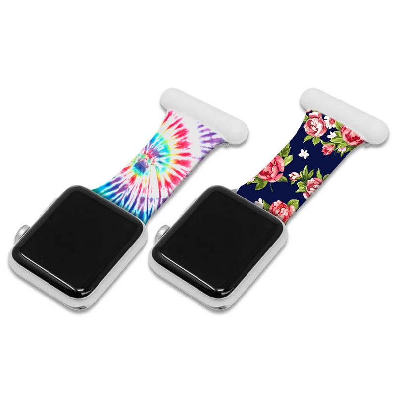 

HuaMJ Tie dye printed color silicone watch FOB strap for apple watch band iwatch, 18 colors