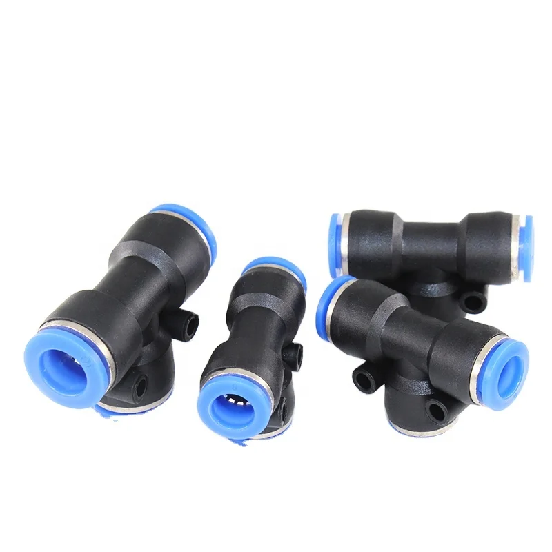 

Pneumatic One Touch Fitting E Type 3 Way Plastic Push-in Connector Black Air Hose Connector Air Tube Fittings PE Series Fitting