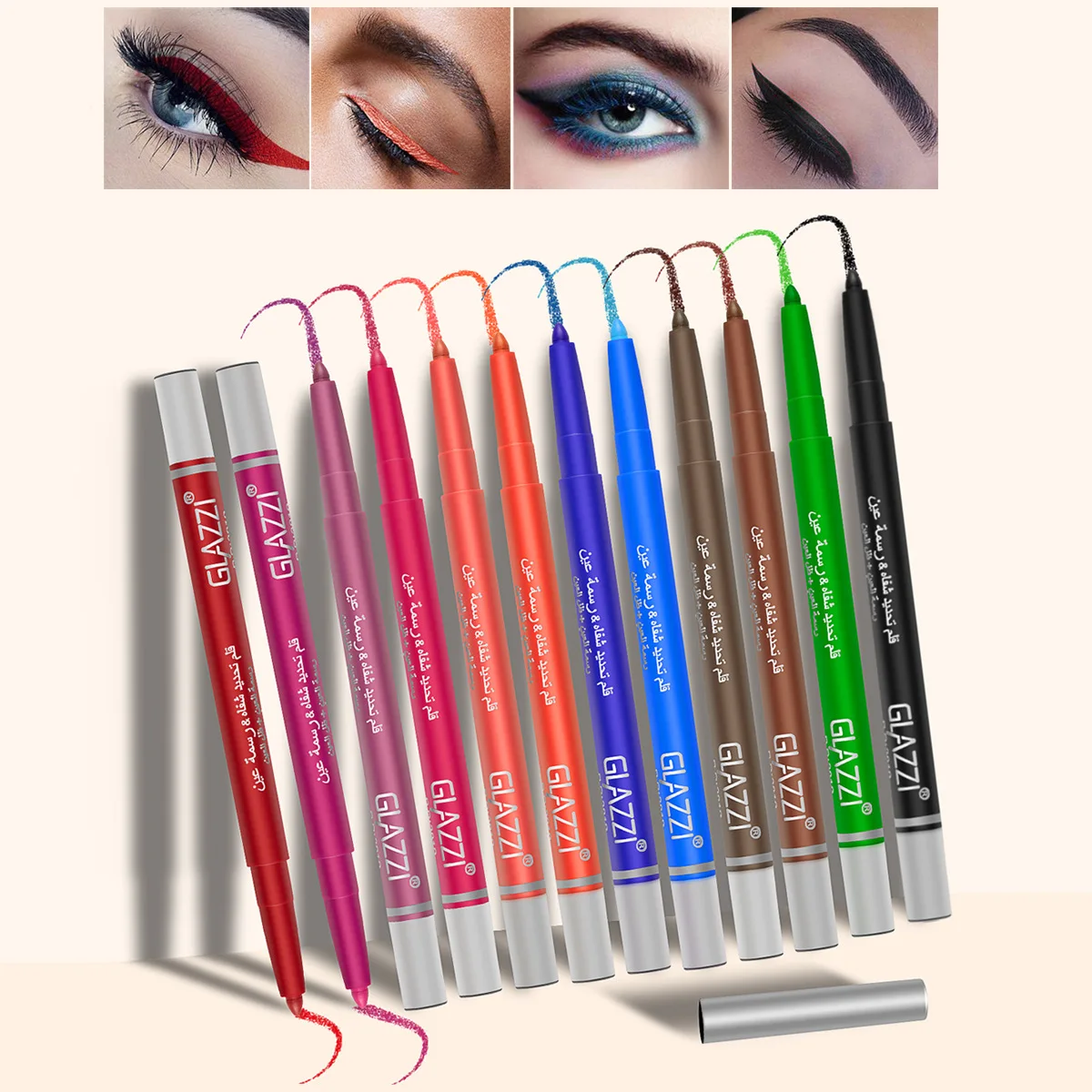 

A Set Of 12 Color Not Easy to Stain Waterproof Rotatable Eyeliner Glue Pen, Picture