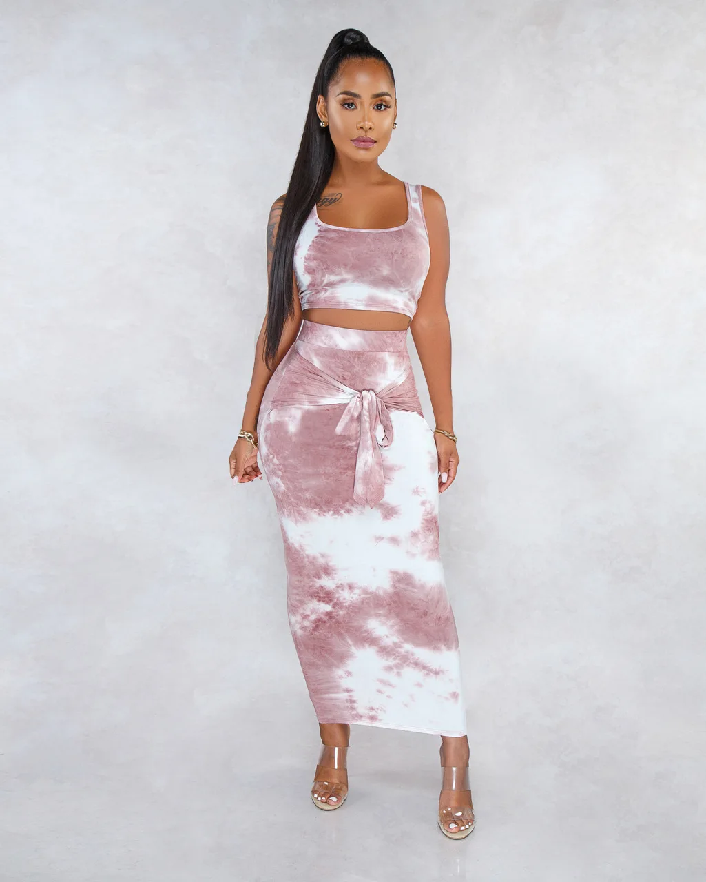 

Yingchchao 202 Trendy New Arrivals 2 Piece Clothing Skirt Set Women Casual 5 Color Crop Top Set Sexy Wrap Skirt Set for Women