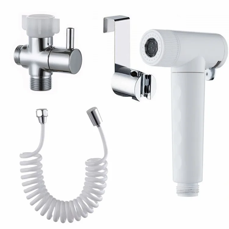 Brass Modern Handheld White Toilet Bidet Set Bathroom Muslim Easy Installation Adjustable Shattaf Sprayer Kit for Home