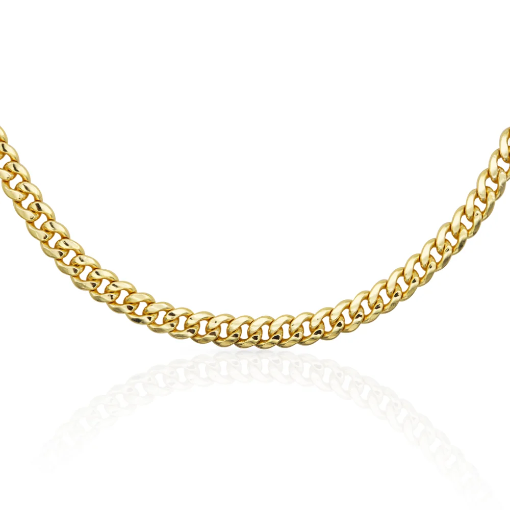 

Chris April silver 925 gold plated heavy handcrafted cuban link chain necklaces for men, Yellow gold