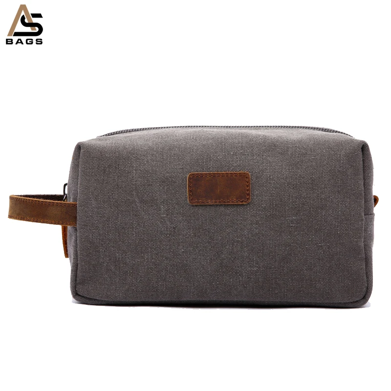 

Aosheng Custom Cheap Small Leather Canvas Cosmetic pouch Dopp Kit Travel Toiletry Bag for Men, Black/coffee/kakhi/blue/grey/army green/customized