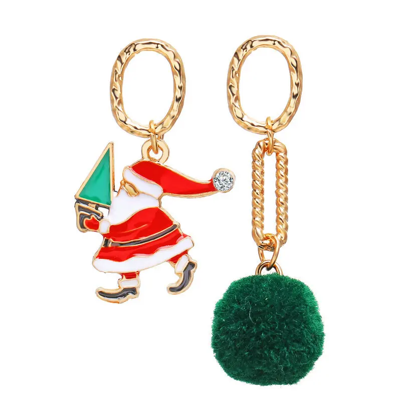 

fur ball Santa pendant fashion cheap gold silver women diamond pearl jewelry stud set earrings, Picture