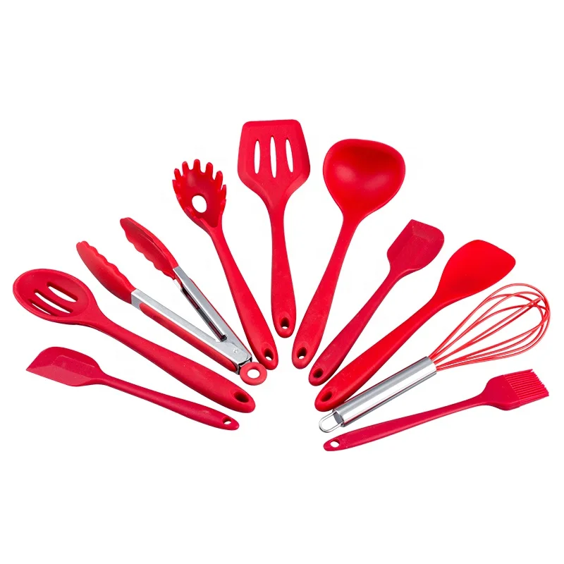 

Silicone Kitchen Tool 10pcs Utensil Cooking Kitchen Utensil Silicone with Leakage Shovel and Scraper