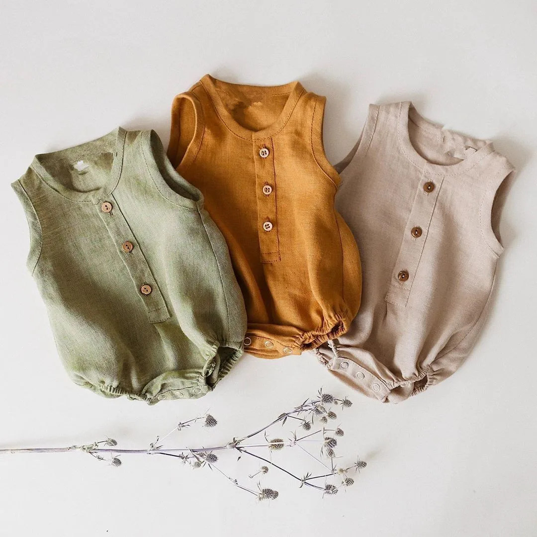 

Cotton Linen Baby Boys Romper Summer Sleeveless Infant Kids Jumpsuit for Toddler Baby Clothing Set Children Vest barboteuse