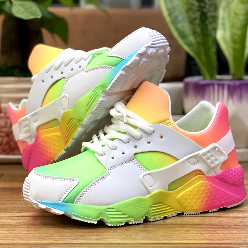 

High-end comfortable mesh breathable shoes sneakers rainbow running shoes women's shoes