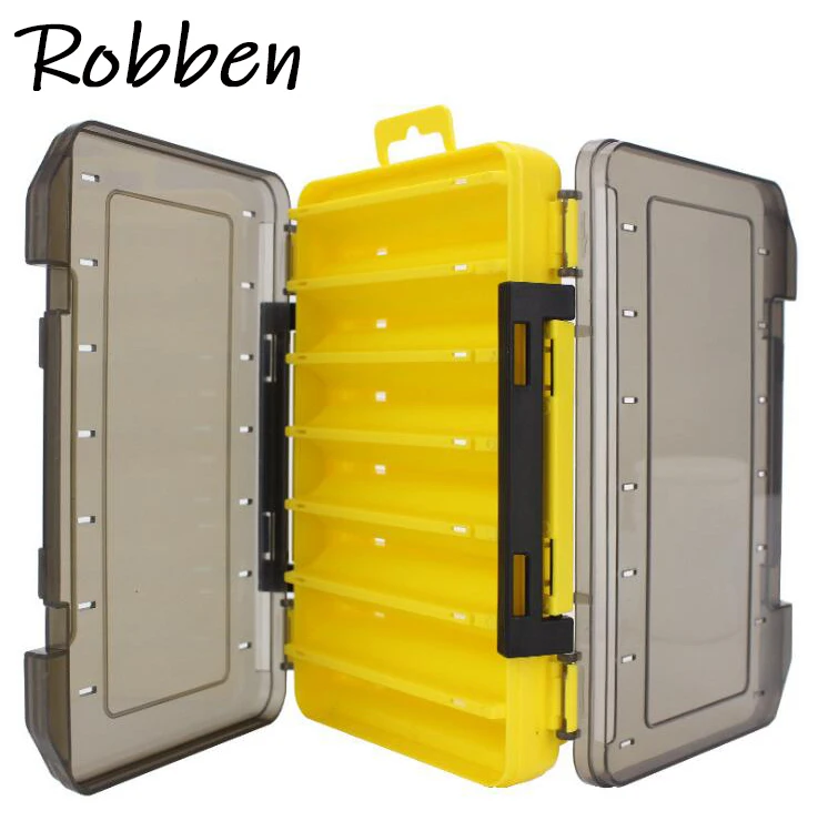 

JETSHARK 2020 New Double Sided Fishing Tackle Box 12/14 Compartments Lure Hook Storage fishing boxes, Yellow/ black/ red