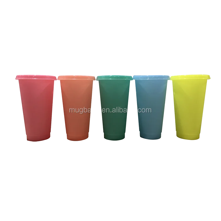 

Clear color to color 24oz pp cold color changing reusable plastic cup Magic Tumblers Birthday Gifts, Customized color plastic pp cup