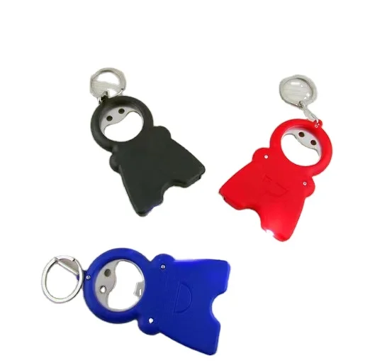 

3 colors in stock for instant custom print 1m tape measure LED light bottle opener beer opener measuring tape keychain