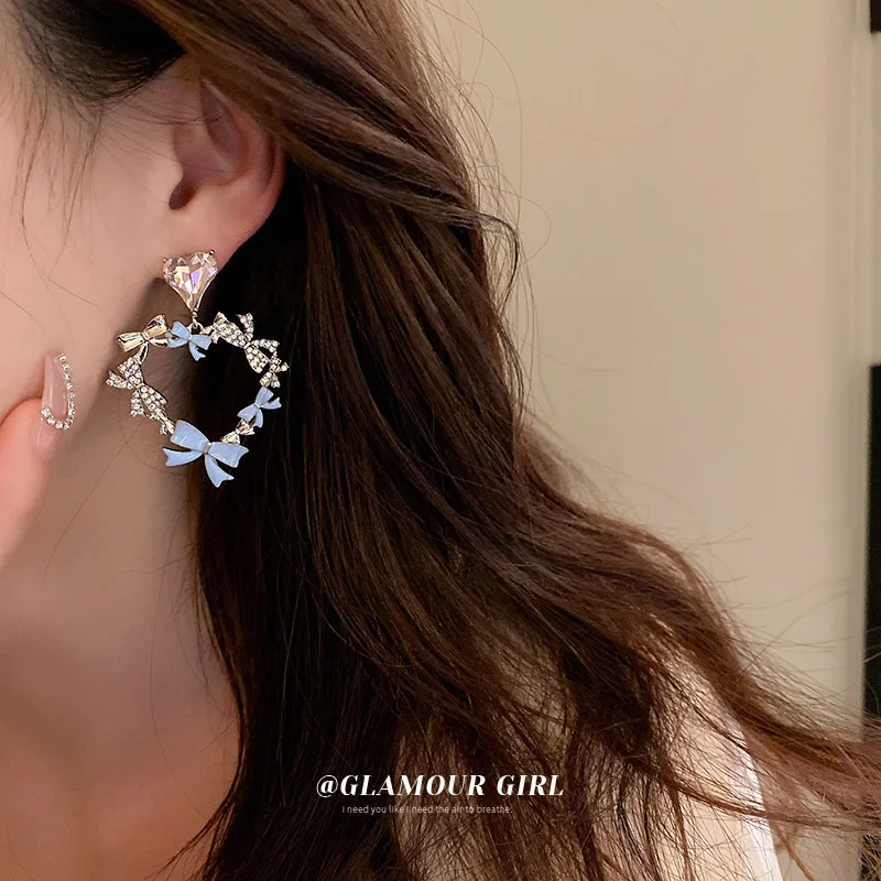 

fashion quality bowknot heart 2022 bridal earrings
