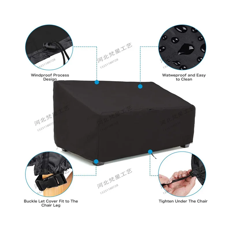 

Dustproof Trapezoid Garden Furniture Cover High Quality Waterproof for Table and Chair, Black/customized