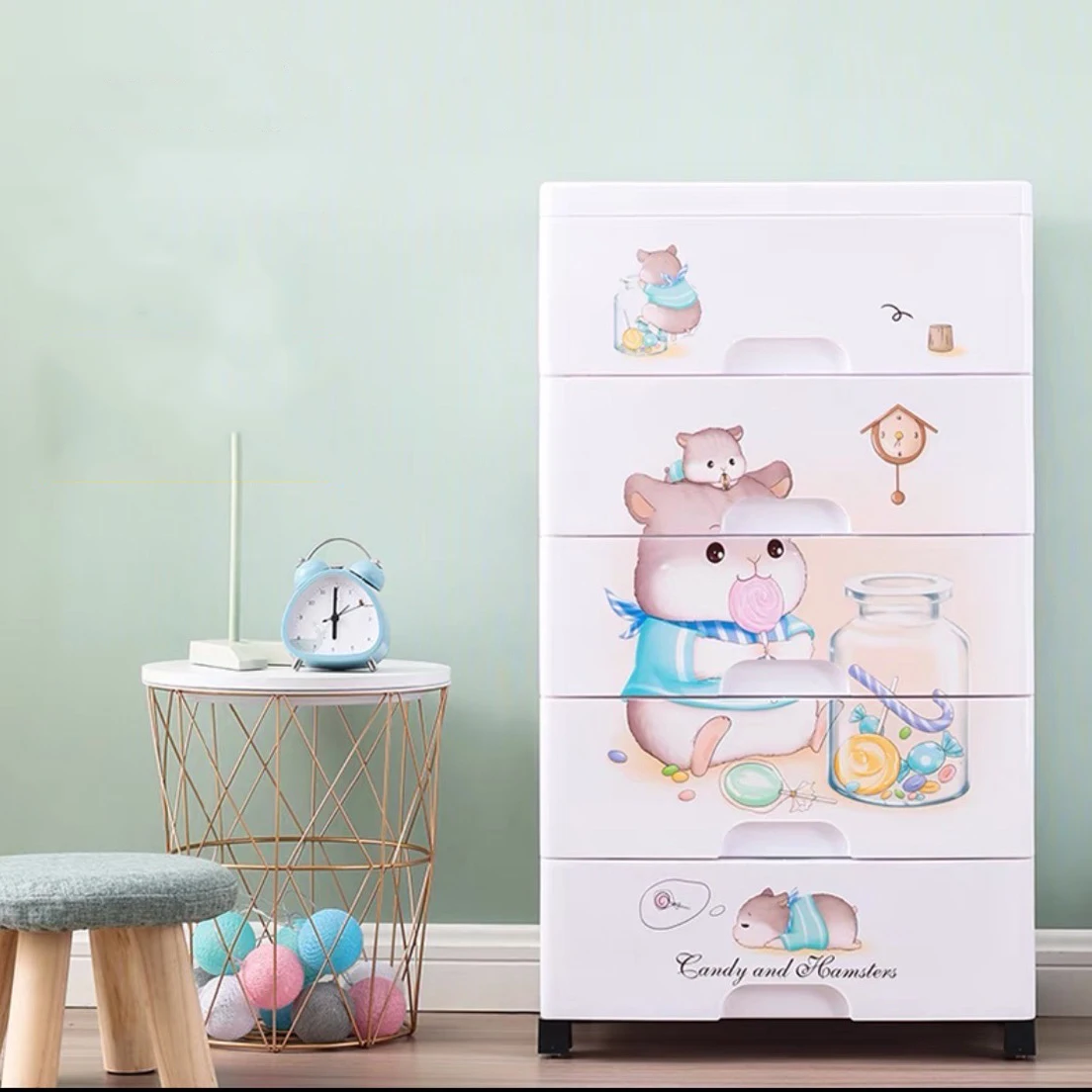 

High Quality Baby Clothes Storage Wardrobe plastic storage Cabinet Clothes Cupboard, Macaron,mouse,candy mouse,animal park