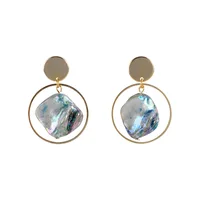 

Gold Fashion Square Triangle Round Geometric Marble Earrings