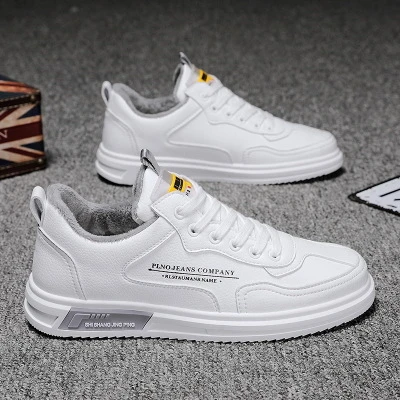 

Winter Men Board Shoes With Thick Fleece Teen Warm And Comfortable White Casual Sneakers, Black /white