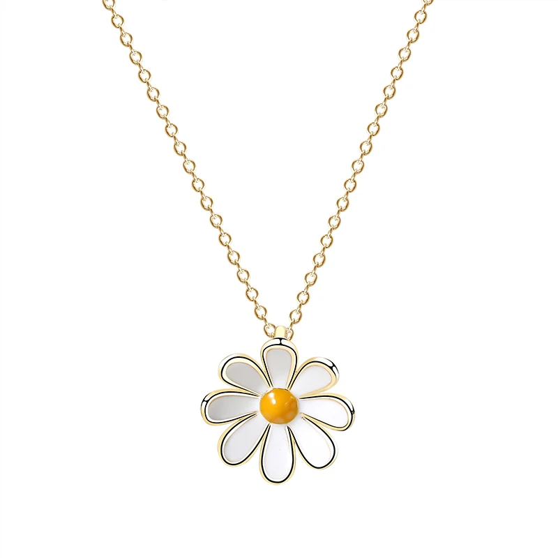 

Flower fashion necklace 2020 trendy 925 sterling silver daisy necklace for Women