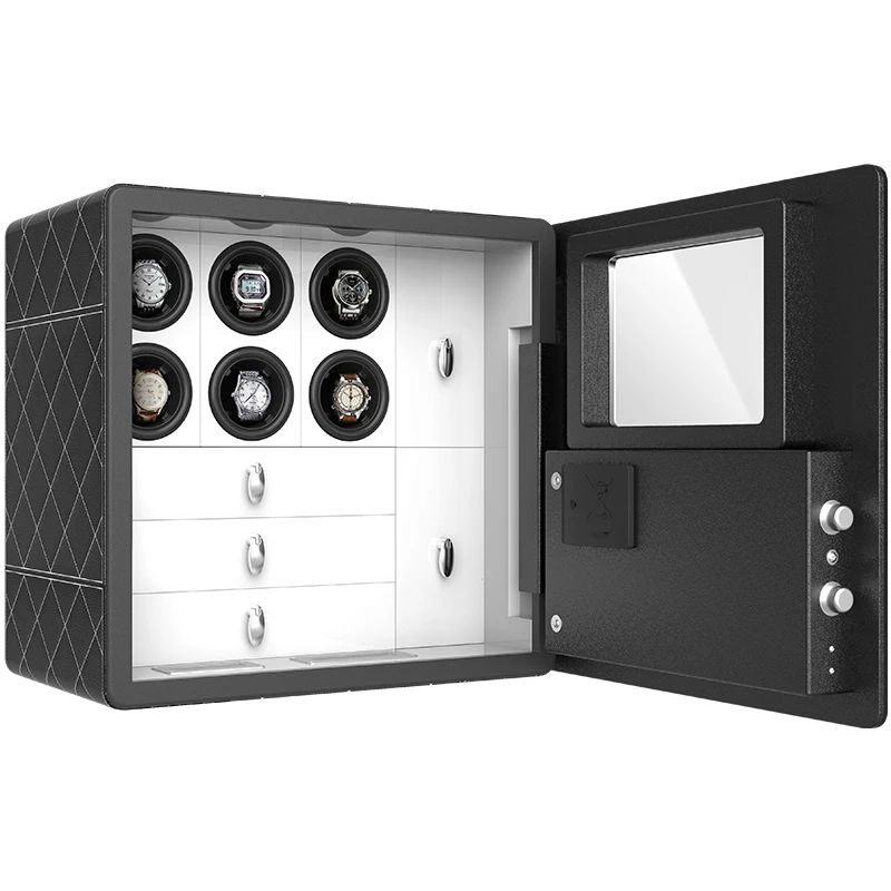 

Luxury Jewelry Watch Winder Safe Box For Mechanic Watches, Black, red, white, orange