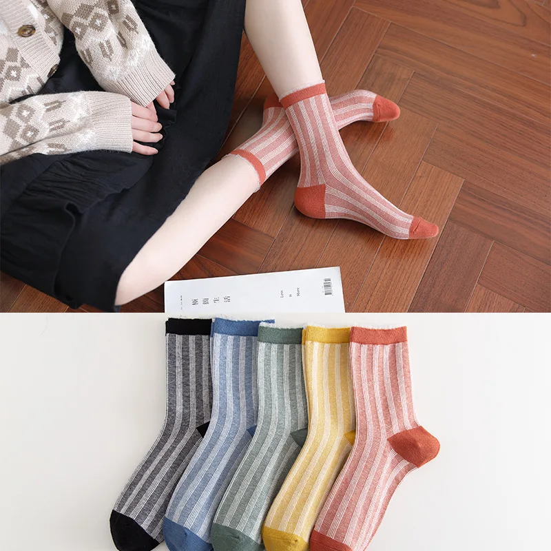 

Wholesale korean style cotton colorful lace custom brand crew socks, As pic