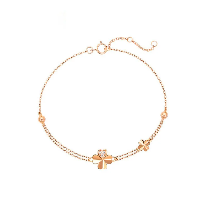 Vana 925 sterling silver jewelry zircon  four-leaf clover bracelet zircon  four-leaf clover bracelet adjustable bracelet