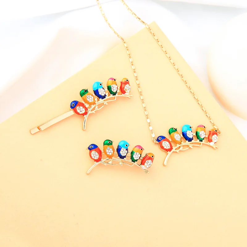 

t0203 Custom Pins Cute Enamel Colorful Brides Pendant Necklace Hair Pins Jewelry Sets