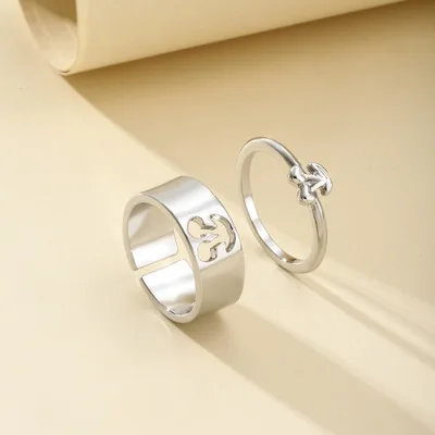 

Rings Anniversary Birthday Gift Gold and Silver Vintage Knuckle Rings Matching Cherry Rings for Couples, As picture shows