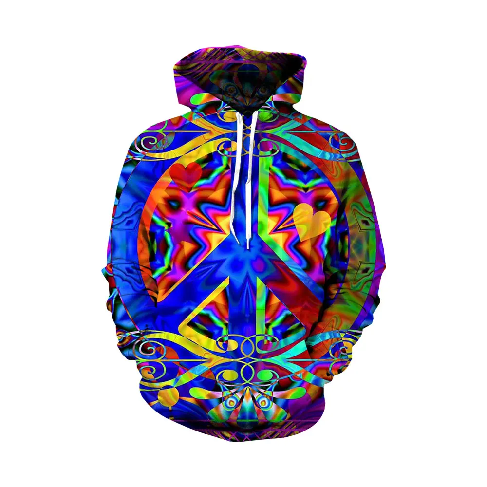 

3D Printing Street Wear Peace Symbols Hoodies For Men Autumn Custom Logo Fashion Sports Wear, Custom colors
