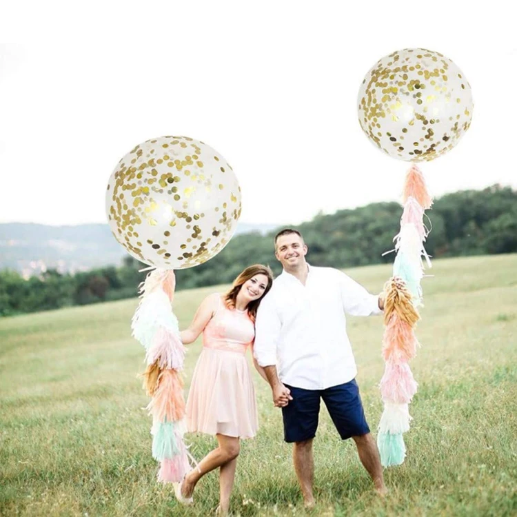 36 Inch Jumbo Giant Confetti Balloons Clear balloons with Gold Confetti Premi... 