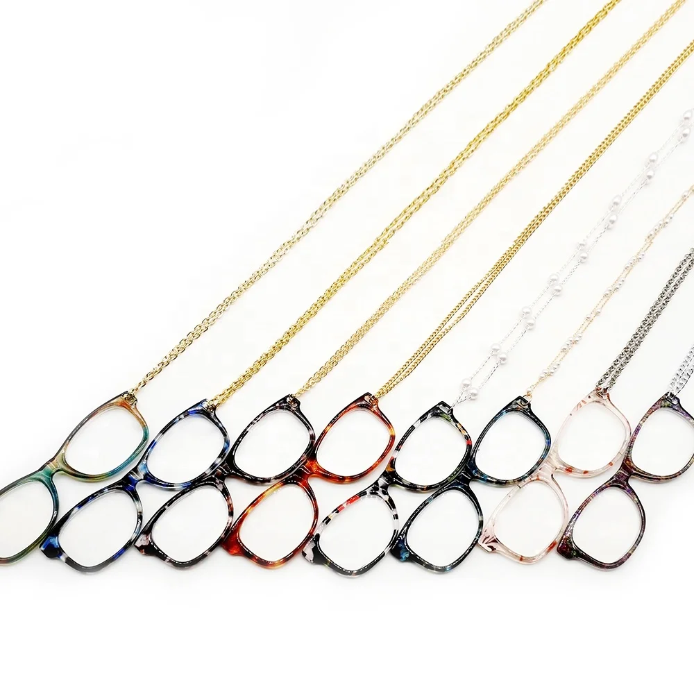 

Fashion White Pearl Metal Glasses Chain Vintage Lanyard Round Beads Magnifying Reading Glass Necklace, As shown or customized