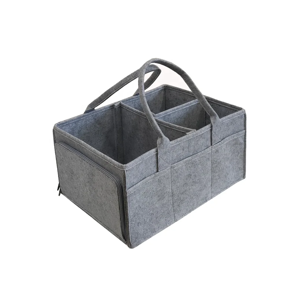 

Eco Friendly Thick Felt Baby Diaper Caddy Organizer With Zipper Pocket For Storage, Any color can be customized