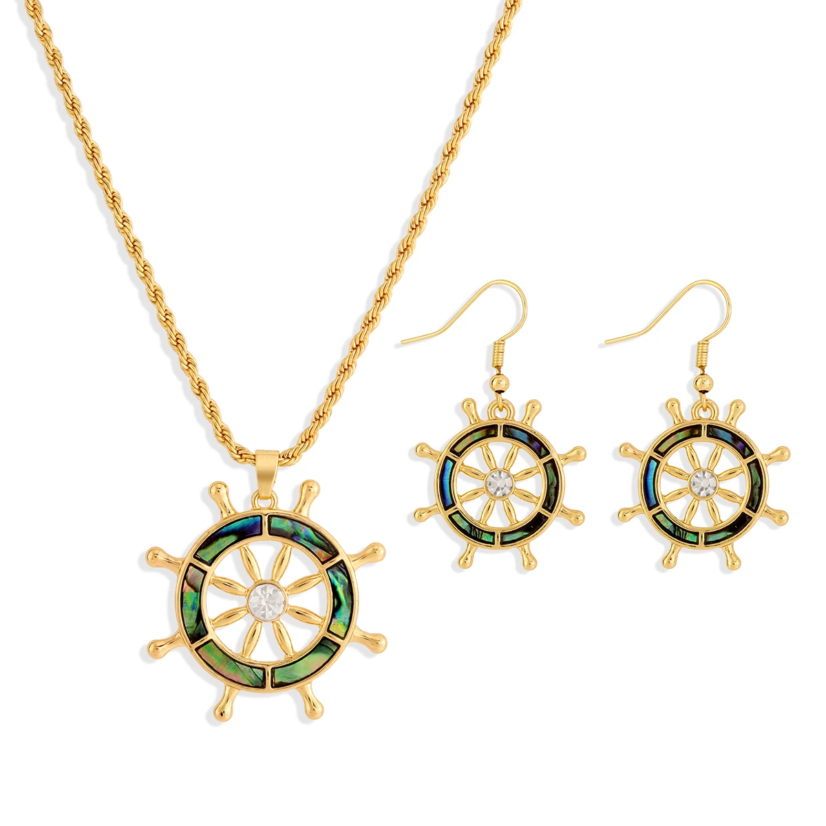 

Hawaiian jewelry ship rudder gold chain womens necklace set
