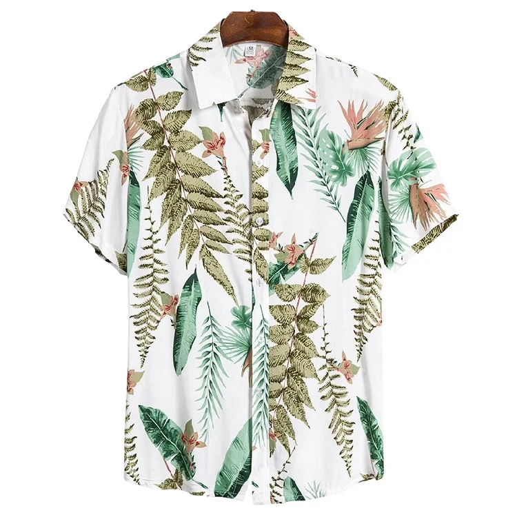 

Cotton Linen African Dashiki Shirt For Men Casual Vacation Men's Short Sleeve Hawaii Print Shirt