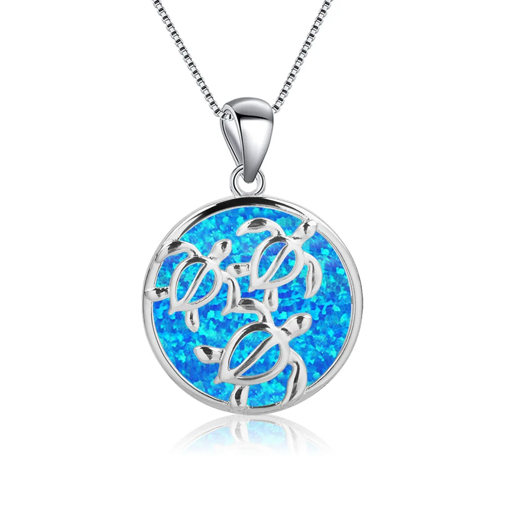 

Necklace female European and American fashion Hawaii blue three turtle necklace turtle pendant