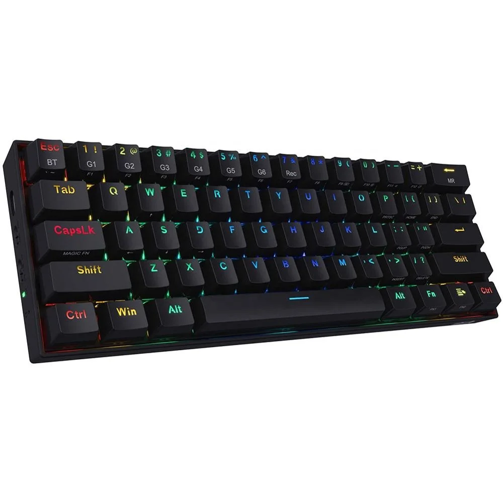 

Redragon Draconic K530 RGB backlit Wireless mechanical keyboard 61 keys compact portable design gaming keyboard, Black/white