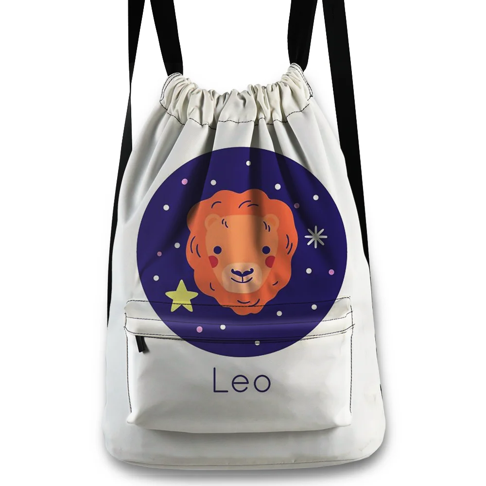 

2022 Factory Price Polyester DIY Leo Virgo Libra Scorpio Customize Logo Style for Unisex Girl Makeup Drawstring Backpack Bag