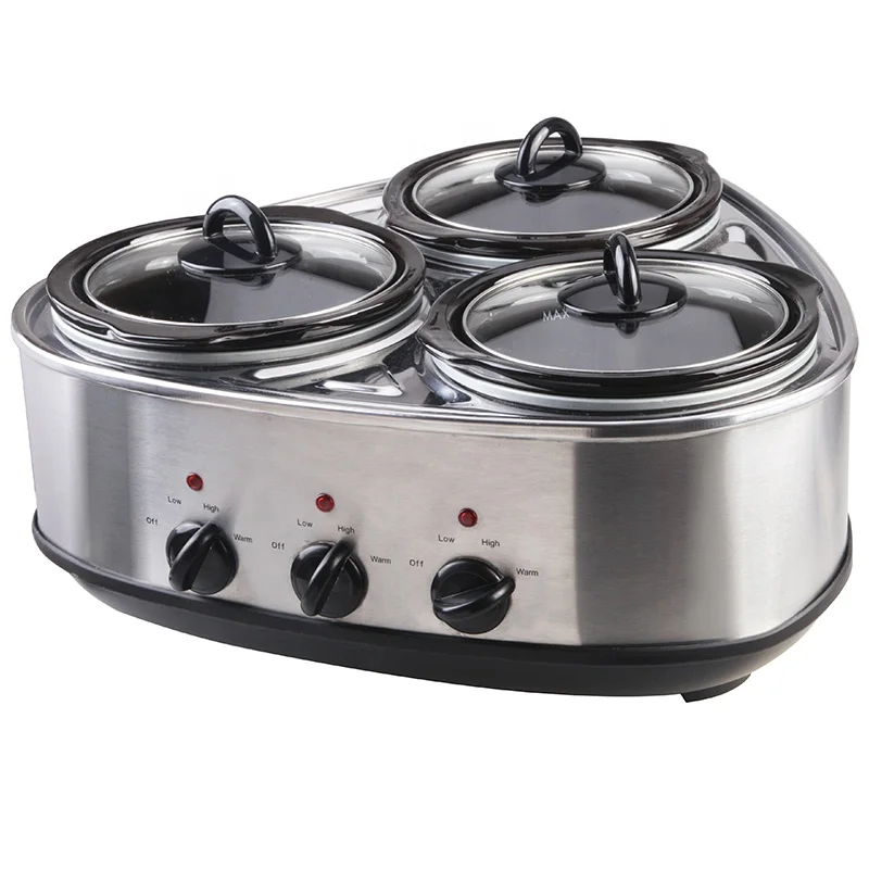 
High quality 3 Pot Triple Ceramic Electric Slow Cookers with 1.5l Capacity 