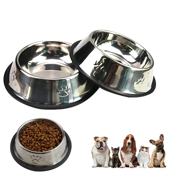 

Joyfamily Stainless Steel Dog Dish Food Bowl Pet Puppy Cat Bowl Feeder Feeding Dog Water Bowl For Dogs Cats, Stainless steel color