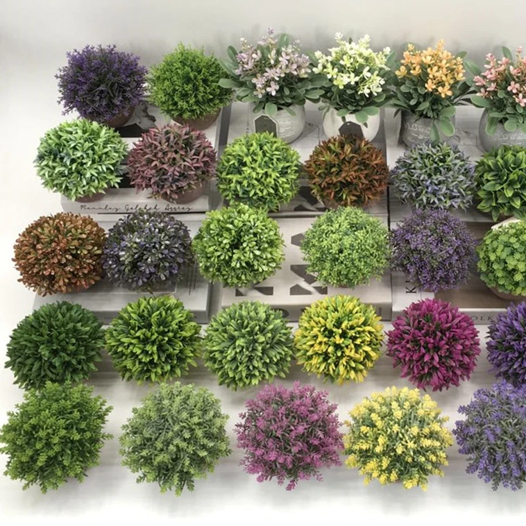 

Wholesale small artificial tree Mini Plastic Artificial Plants Benn Grass in Pot for Home Decor, Customized