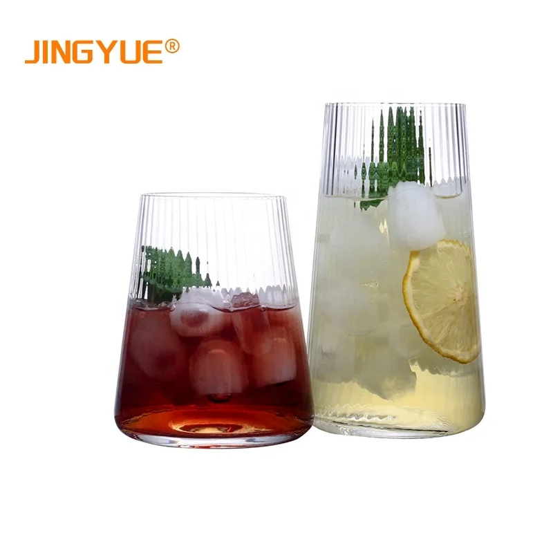 

Hand Made Simple Clear Ripple Whisky Glasses Water Glass Juice Glass Water Cup for Home Office Bar Restaurant