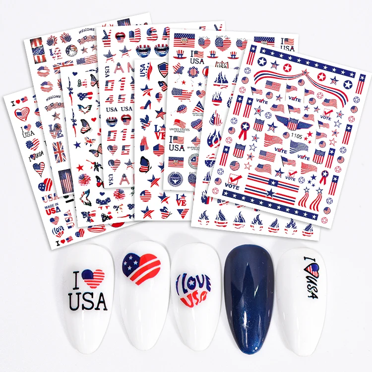 

joyful 1098-1105 National flag nail sticker US independence day letter Set Nail Sticker, As pictures show