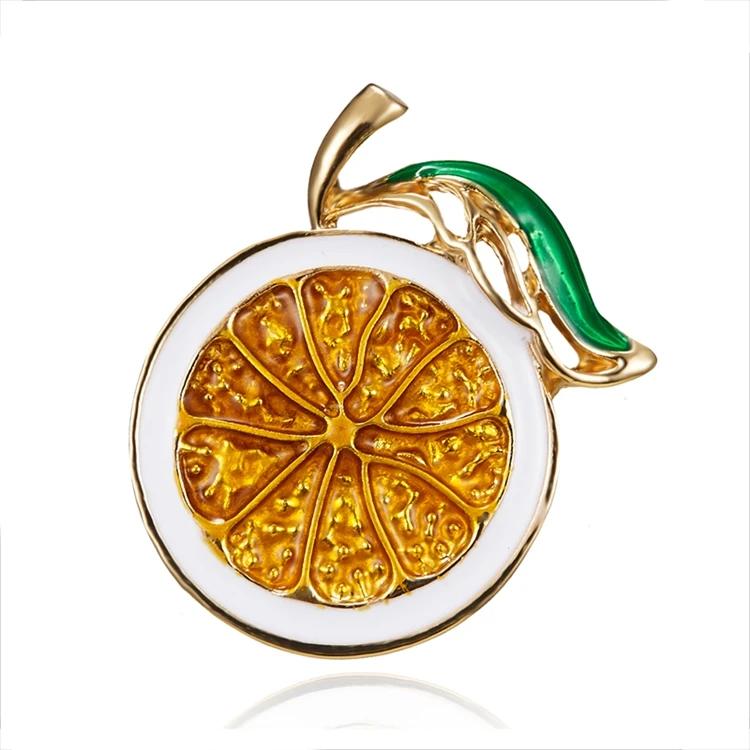 

Mini Charm Fashion Coat Backpack Pin Enamel Fruit Lemon Orange Slices Brooches For Women, As picture