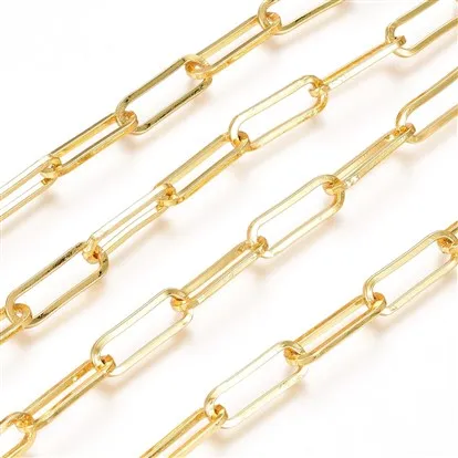 

PandaHall Real 18K Gold Plated Brass Drawn Elongated Cable Paperclip Chain
