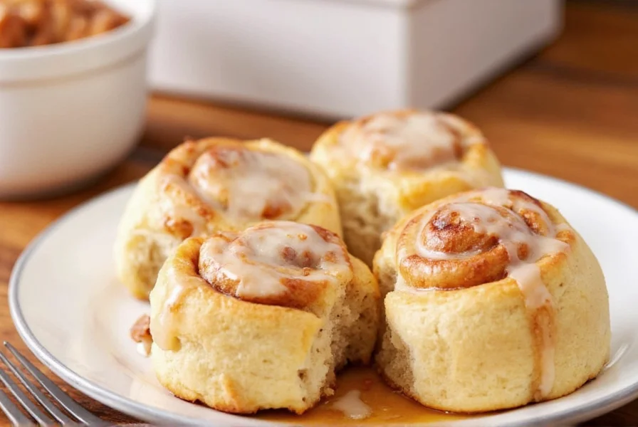 Slow cooker with parchment-lined rack holding uncooked cinnamon rolls before cooking