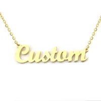 

Stainless Steel 18K Gold Plating Custom Old English Name Plate Charm Pendant Necklace