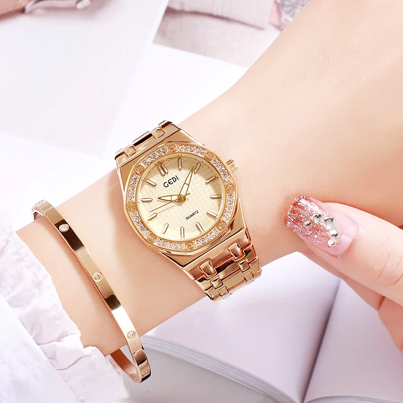 

Luxury Water Resistant Watches High Quality Diamond Ladies Wrist Watch Set Women, Optional