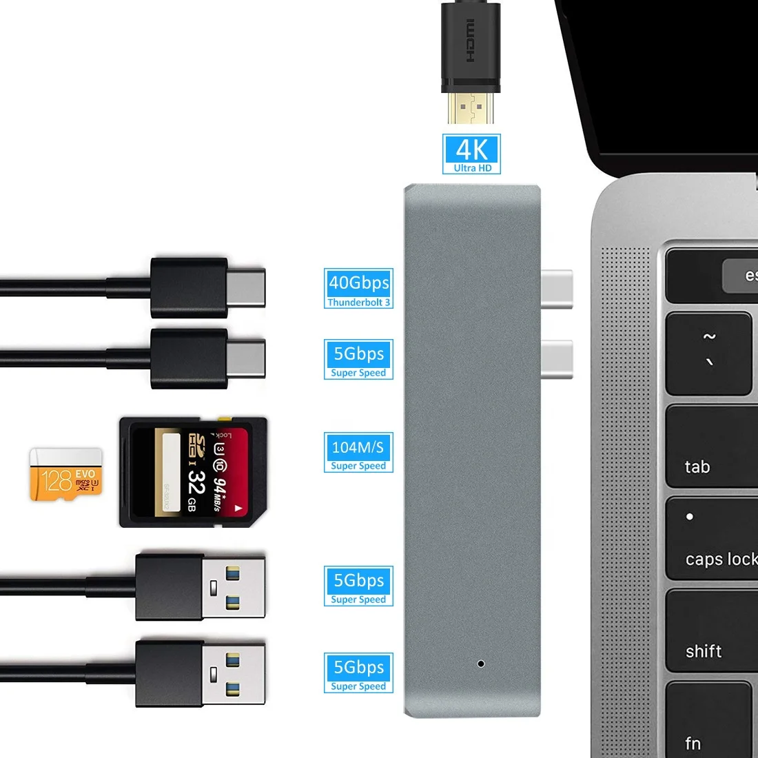 

SIKAI New trendy 4K 5GB USB C hub 7 in 1 type-c docking station