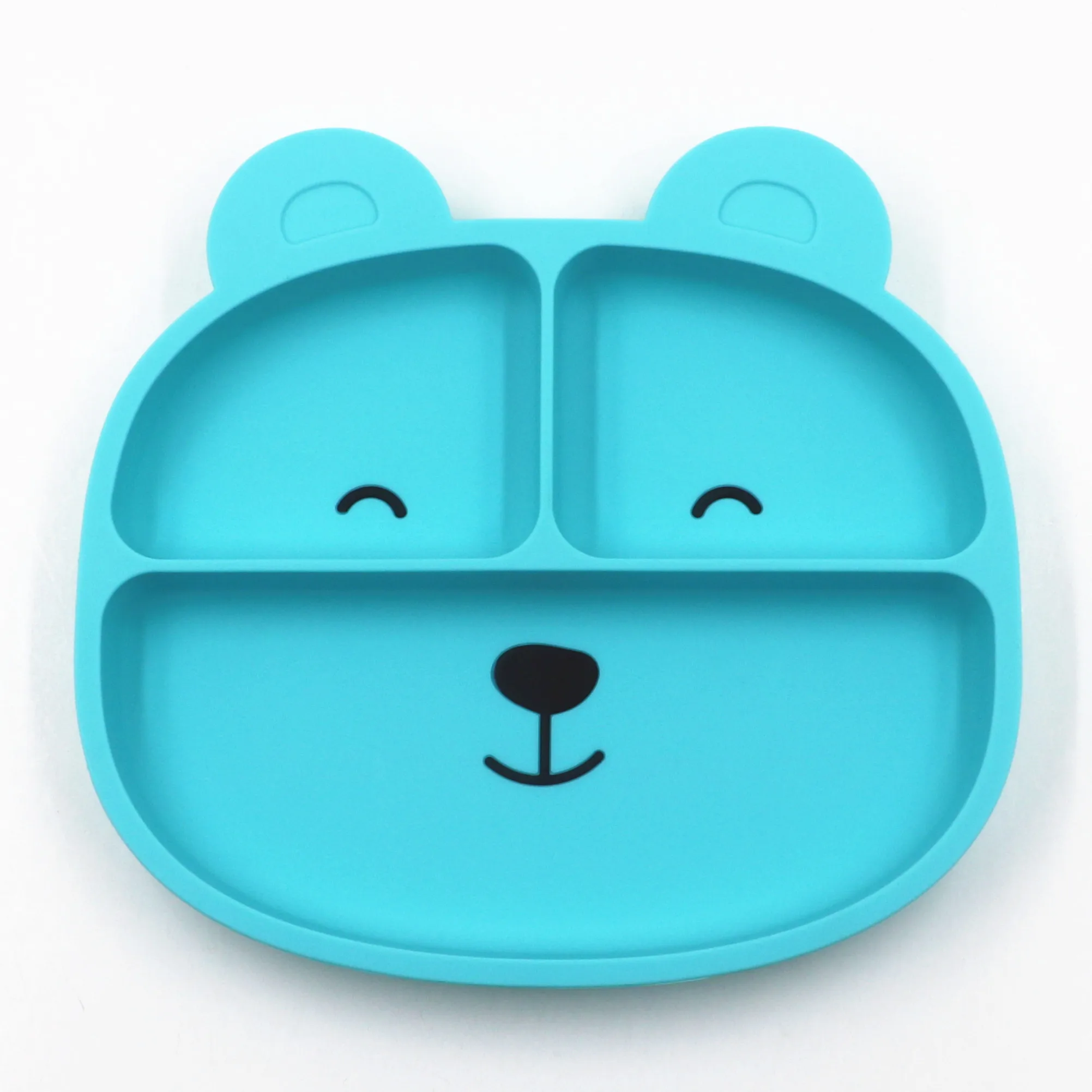 Leatchliving High quality new cartoon dinner for eco-friendly children baby feeding plate bear shaped baby silicone plate